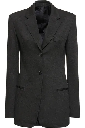 Womens Wool Tailored Blazer Black
