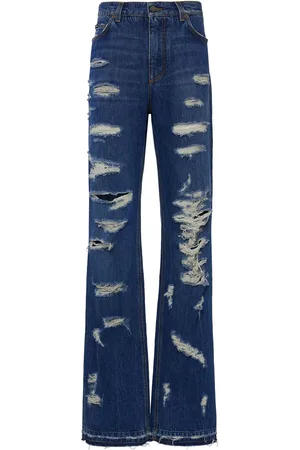 Dolce & Gabbana Distressed Denim Wide Leg Jeans