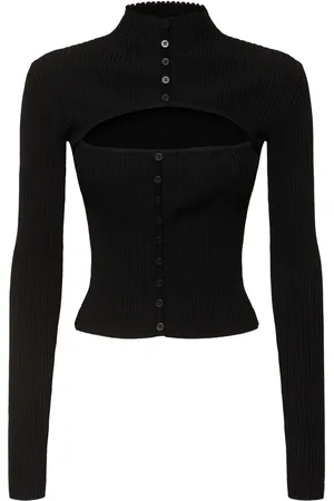 ANDREADAMO Ribbed Knit Cut-out Cardigan