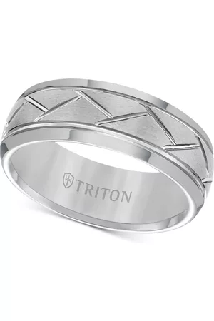 Triton Men's Carbide 8mm Diagonal Accent Ring