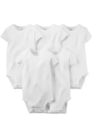 Carters Baby Boys or Baby Girls Solid Short Sleeved Bodysuits, Pack of 5