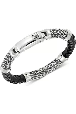 Legacy For Men By Simone I. Smith Black Leather Bracelet in