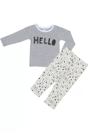 Earth Baby Outfitters Baby Boys and Girls Viscose from Bamboo Long Sleeve 2 Piece Hello Pajamas Set