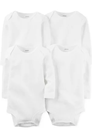 Carters Baby Boys or Baby Girls Solid Long Sleeved Bodysuits, Pack of 4