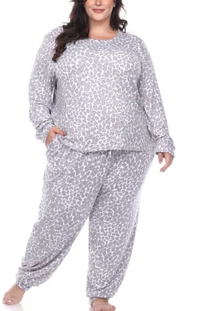 White Mark Plus Size Leopard Lounge Set, 2-Piece