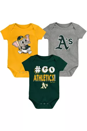 Outerstuff Infant Boys and Girls Green and Gold-Tone and Gray Oakland Athletics Born To Win 3-Pack Bodysuit Set