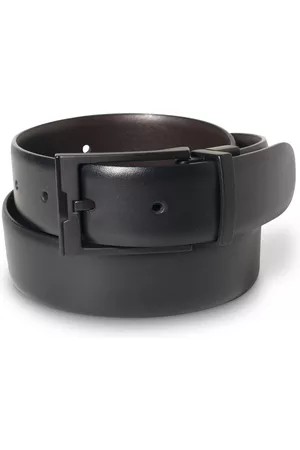 Perry Ellis Men Belts - Men's Big & Tall Matte Reversible Buckle Leather Belt