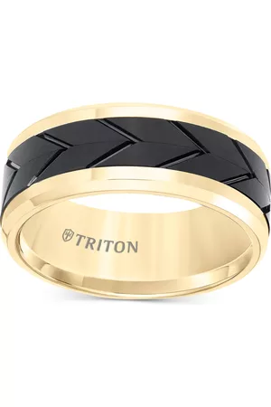Triton Men's Black Tread Design Band in Carbide