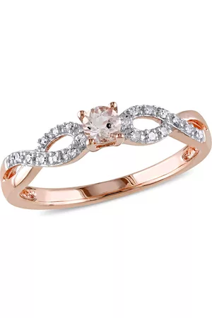 Macy's Morganite (1/6 ct. t.w.) and Diamond (1/10 ct. t.w.) Rose Gold Plated Silver, Infinity Ring