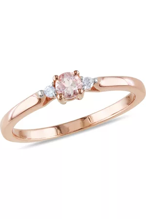 Macy's Morganite (1/6 ct. t.w.) and Diamond Accent in Rose Gold Plated Silver Ring