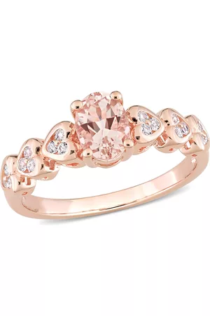 Macy's Morganite (3/4 ct. t.w.) and White Topaz (1/6 ct. t.w.) Rose Gold Plated Silver, Oval Heart Ring