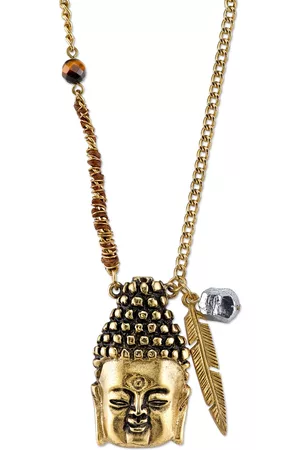 1928 T.r.u. by Waxed Linen Wrapped Chain with 14 K Dipped Buddha Head Necklace