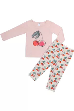 Earth Baby Outfitters Baby Girls Viscose from Bamboo Long Sleeve 2 Piece Cherry Pajamas Set