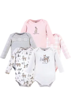 Hudson Baby Girls Hudson Cotton Long-Sleeve Bodysuits 5pk, , 18-24 Months