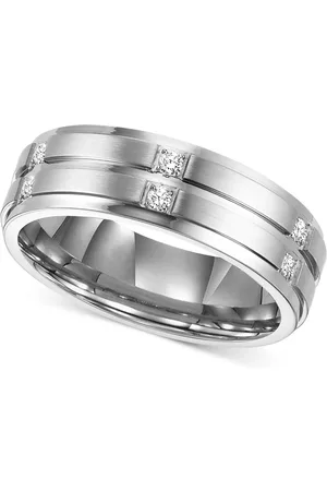 Triton Men's Diamond Wedding Band Ring in Stainless (1/6 ct. t.w.)