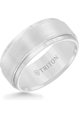 Triton Men's White Carbide Ring, Comfort Fit Wedding Band (9mm)