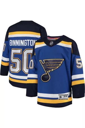 Outerstuff St. Louis Blues Big Boys and Girls Premier Player Jersey - Jordan Binnington - RoyalBlue/Black/Gold