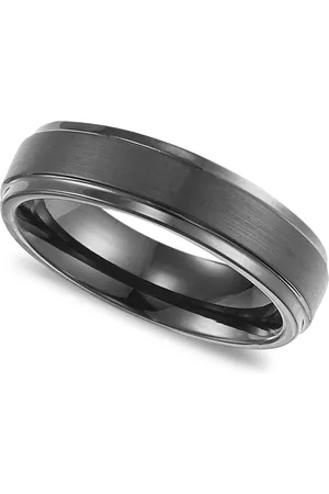 Triton Men's Black Carbide Ring, Comfort Fit Wedding Band (6mm)