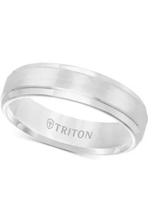 Triton Men's White Carbide Ring, Comfort Fit Wedding Band (6mm)