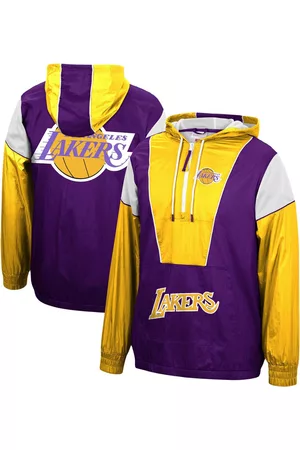 Mitchell & Ness Men Sports Jackets - Men's Los Angeles Lakers Highlight Reel Windbreaker Half-Zip Hoodie Jacket