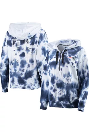 DKNY Women's White, Black Pittsburgh Steelers Dakota Oversized Tie-Dye  Half-Zip Hoodie