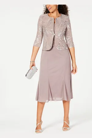 Alex Evenings Petite Sequined A-Line Midi Dress and Jacket