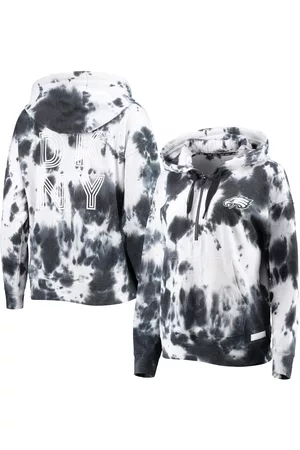 Women's DKNY Sport White/Royal New York Giants Dakota Oversized Tie-Dye  Half-Zip Hoodie