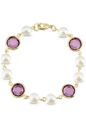 2028 Gold-Tone Imitation Pearl with Channels Link Bracelet