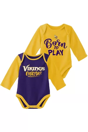 Outerstuff Unisex Newborn Infant Gold and Purple Minnesota Vikings Little Player Long Sleeve 2-Pack Bodysuit Set