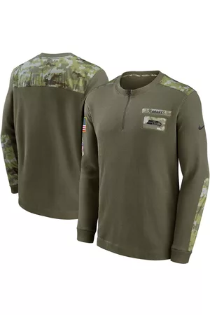 Nike Men's Seattle Seahawks 2021 Salute To Service Henley Long Sleeve Thermal Top