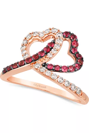 Le Vian Passion (3/8 ct. t.w.) & Nude Diamond (1/3 ct. t.w.) Interlocking Hearts Ring in 14k Rose Gold