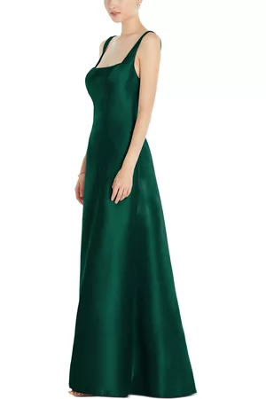 Alfred Sung Front-Slit Satin Gown