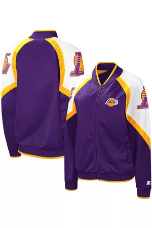Starter Women's Purple, Gold Los Angeles Lakers Fan Girl Satin Raglan Full-Zip Jacket