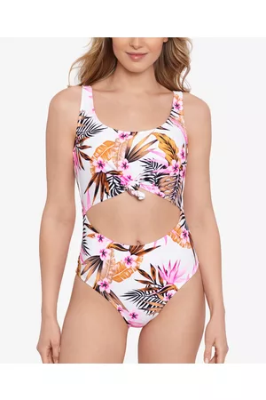 Salt + Cove Women Swimsuits - Women's Knot-Front Front-Cutout Swimsuit, Created for Macy's Women's Swimsuit