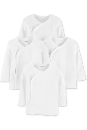Carters Baby Boys or Baby Girls Side Snap Cotton T Shirts, Pack of 4