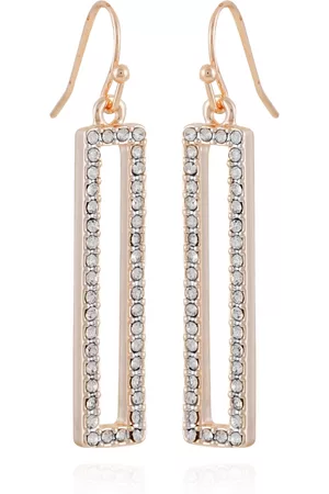 ELIE TAHARI Pave Rectangle Linear Earrings - Rose, Crystal