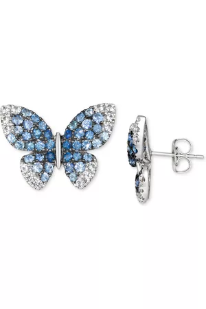 Le Vian Denim Ombre (1-3/4 ct. t.w.) & White Sapphire (1/2 ct. t.w.) Butterfly Stud Earrings in 14k