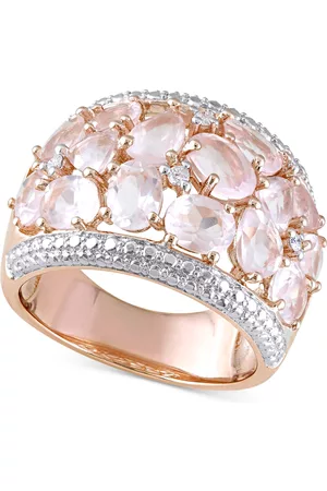 Macy's Rose Quartz (6 ct. t.w.) & Diamond (1/20 ct. t.w.) Openwork Statement Ring in Rose Gold-Plated Sterling Silver