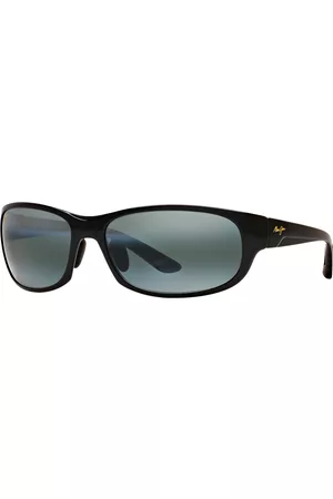 Maui Jim Polarized Twin Falls Polarized Sunglasses , 417 63 - BLACK SHINY/GREY MIR POL