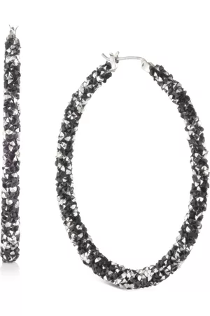 Karl Lagerfeld Crystal Hoop Earrings, 2"