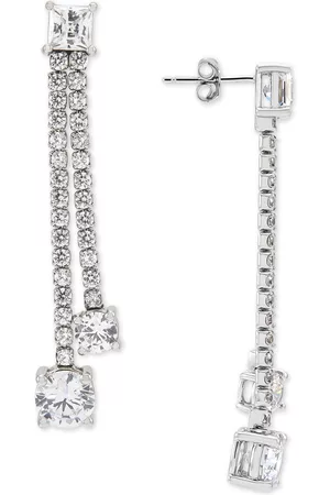 ARABELLA Cubic Zirconia Double Drop Earrings in Sterling
