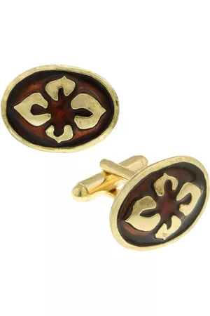 1928 Jewelry 14K Gold-Plated Enamel Flower Cufflinks