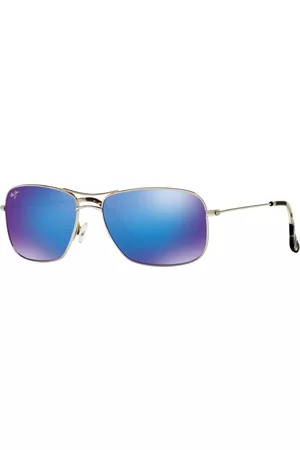 Maui Jim Polarized Wiki Wiki Sunglasses , 246 - SILVER SHINY/BLUE MIRROR POLAR
