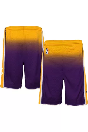 Mitchell & Ness Youth Boys Gold, Purple Los Angeles Lakers 2009/10 Hardwood Classics Fadeaway Reload 3.0 Swingman Shorts