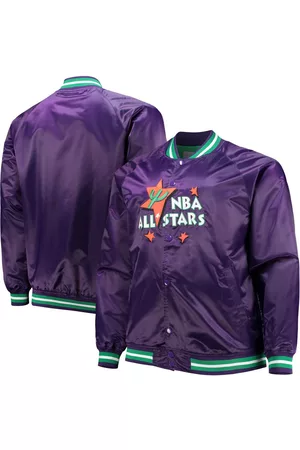 Mitchell & Ness Men Sports Jackets - Men's Big and Tall 1995 Nba All-Star Game Hardwood Classics Satin Full-Snap Jacket