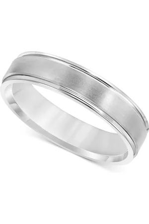 Macy's Men's Satin Finish Beveled Edge Band in 18k Gold-Plated Sterling (Also in Sterling )