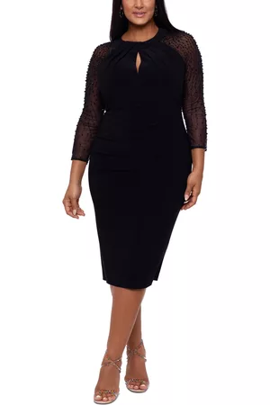 Betsy & Adam Plus Size Embellished-Sleeve Bodycon Dress