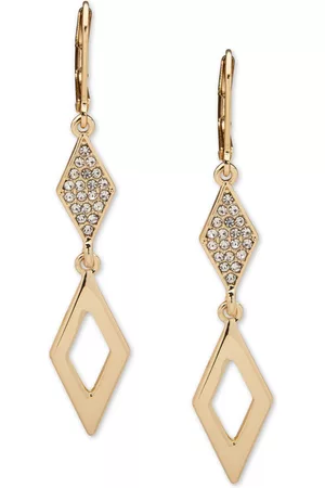 Karl Lagerfeld Tone Pave Geometric Drop Earrings