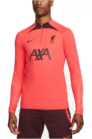 Nike Men Long sleeved Shirts - Men's Liverpool Strike Drill Performance Raglan Quarter-Zip Long Sleeve Top