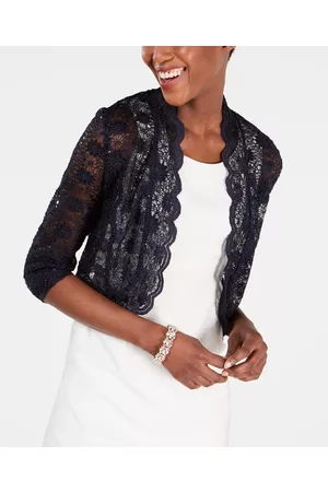 R & M Richards Scalloped Sequin Lace Bolero